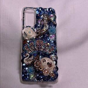 Luxurious Embellished Phone Case with Blue and Silver Accents